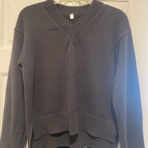 V-Neck Knit Sweater in Dark Gray